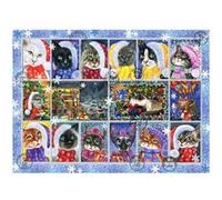 Puzzle 1000 pièces : Collection de timbres de chat de Noël Anatolian G