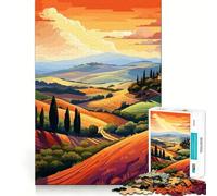Puzzle 1000 pièces Collines toscanes d'Italie Pièces aux découpes nettes Jeu de développement cognitif Moment de Calme et de Divertissement Décoration de Noël (38x26cm)
