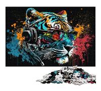 Puzzle 1000 pièces Color Tiger pour Adultes, Puzzles Difficiles pour Adultes, pour Les Vacances et décoration intérieure 26x38cm / 10,23x14,96 Pouces
