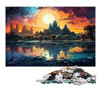 Puzzle 1000 pièces coloré et psychédélique Angkor Wat pour Adultes Puzzle en Papier Superbes Cadeaux pour Noël 1000 pièces (38 x 26 cm)