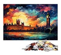 Puzzle 1000 pièces coloré et psychédélique Big Ben et London Eye Puzzles en Papier Jeux éducatifs décoration de la Maison 1000 pièces (38 x 26 cm)