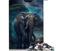 Puzzle 1000 Pièces Coloré Forêt d'Éléphants pour Adultes et Enfants - en Bois - Bon Cadeau (50x75cm)
