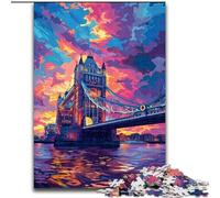 Puzzle 1000 pièces coloré London Tower Bridge, Jeu Familial créatif et décoration d'intérieur, Cadeau de Noël idéal pour Les Adolescents (Taille : 50x75cm)