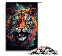 Puzzle 1000 pièces coloré psychédélique Animal Tigre pour Adultes Puzzle Impossible Anti-Stress pour et Adolescents de 14 Ans et Plus 1000 pièces (75 x 50 cm)