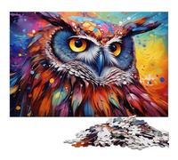 Puzzle 1000 pièces coloré psychédélique Hibou Animal pour Adultes décoration Puzzle Jouets Bon Cadeau pour et Adolescent de 14 Ans et Plus 1000 pièces (38 x 26 cm)