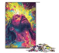 Puzzle 1000 pièces coloré psychédélique Jésus Marchant sur l'eau pour Adultes Amusant en Famille Jeu Familial Anti-Stress défi Difficile 1000 pièces (38 x 26 cm)