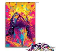 Puzzle 1000 pièces coloré psychédélique Jésus Marchant sur l'eau Puzzles en Bois pour Adultes Jeux familiaux 1000 pièces (75 x 50 cm)