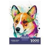 Puzzle 1000 Pièces Colorful Corgi Painting Puzzle pour Adultes Jeu Familial Analyse Et Logique Cadeaux Uniques pour Anniversaire Et Noël 52x38cm/1000pcs