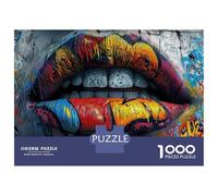 Puzzle 1000 Pièces Colorful Graffiti Lips Art Puzzle pour Adolescents Améliore La Mémoire Entraîne Ton Cerveau Et Tes Mains Jouet Addictif pour Cultiver La Patience 70x50cm/1000pcs