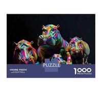 Puzzle 1000 Pièces Colorful Hippo Art Sculpture Set Puzzles pour Adultes, Améliorent La Mémoire, Stimulants, Cadeaux De Noël Ou d'anniversaire 38x26cm/1000pcs