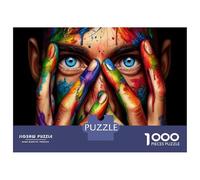 Puzzle 1000 Pièces Colorful Painted Hands Art Print Puzzle Adulte, Casse-tête, Découpe De Précision, Cadeau Unique pour Anniversaire Et Noël 52x38cm/1000pcs