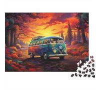 Puzzle 1000 pièces « Combi VW au Coucher du Soleil » : Un Combi Vintage au Coucher du Soleil, Un Jeu éducatif pour Adultes, Une Belle décoration, Un Cadeau d'anniversaireet Difficile (38 x 26 cm).