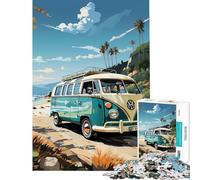 Puzzle 1000 pièces Combi VW rétro Voyage à la Plage Défi intellectuel Jouet addictif Jeu Relaxant Décoration Secret (Dimensions 75x50cm)