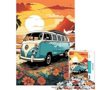 Puzzle 1000 pièces Combi VW rétro Voyage à la Plage Idéal pour Un Anniversaire Noël décoration intérieure Jeu éducatif Convient aux Personnes de 14 Ans et Plus 38x52cm