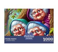 Puzzle 1000 pièces Complexe Jeu Cadeau Vieilles Femmes Regardant, Scène Trois Grand-Mères Observant Arbre, Décoration Murale Adulte Enfant 38x26cm
