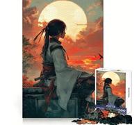 Puzzle 1000 pièces Contemplation d'un samouraï au Coucher du Soleil pour Adultes, Jeu de réflexion Calme et Stimulant, pour Les fêtes (38x26cm)