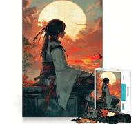 Puzzle 1000 pièces Contemplation d'un samouraï au Coucher du Soleil pour Adultes, Jeu de réflexion Calme et Stimulant, pour Les fêtes (38x26cm)