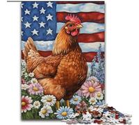 Puzzle 1000 pièces Coq Drapeau Américain pour Adolescents, adapté aux Personnes de 14 Ans et Plus Idées Cadeaux de décoration intérieure (50x75cm)