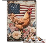 Puzzle 1000 pièces Coq Drapeau Américain pour Adolescents, Interaction Parent-Enfant intéressante pour réduire Le Stress (50x75cm)