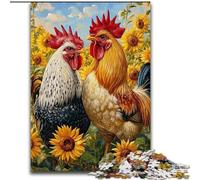 Puzzle 1000 pièces Coq Tournesol 1000 pièces Puzzle Adultes Cadeau de Noël, Idéal pour Bureau, Chambre, Salon Décoration (Taille 26x38cm)