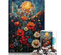 Puzzle 1000 pièces Coquelicots en vitrail pour Adultes et Adolescents, Jouet éducatif et décompressant, Cadeau du Père Noël Secret 38x26cm