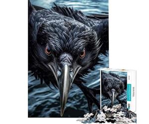Puzzle 1000 pièces Corbeau Curieux en vol Décoration intérieure Jouet Idéal comme Cadeau (38x26cm)