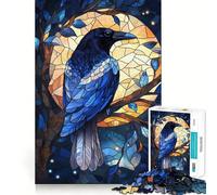 Puzzle 1000 pièces Corbeau en vitrail, Puzzle Difficile pour Adultes, Jouet Intelligent et Amusant, découpe précise, Cadeau Artistique 50x75cm