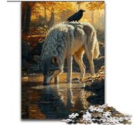 Puzzle 1000 pièces Corbeau et Loup, Jeu interactif Familial, pour Les 14 Ans et Plus (Taille 26x38cm)