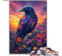 Puzzle 1000 pièces Corbeaux et Fleurs pour Adolescents, Jeu Stimulant, idéal pour Toute la Famille (26x38cm)