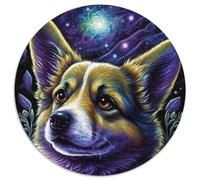 Puzzle 1000 pièces Corgi Astronaute, Puzzle Rond 1000 pièces, Jeu de réflexion, Jeu Familial interactif, Convient aux 14 Ans et Plus, 1000 pièces (67,5x67,5cm)