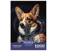 Puzzle 1000 Pièces Corgi Dog The Astronaut Puzzles pour Adultes, Jouet, Décoration Murale, Course De Vitesse Manuelle, Idéal comme Cadeau pour Toute La Famille 38x26cm/1000pcs