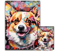Puzzle 1000 pièces Corgi Graffiti : Casse-tête Stimulant, activité familiale, décoration intérieure, Cadeau de Noël 50x75cm / 19,68x29,52 Pouces