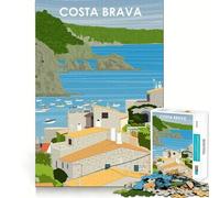 Puzzle 1000 pièces Costa Brava Espagne Art Fine Joint Fun Problem Logving Toy Quiet Game Time Décoration de Noël Cadeau (38x52cm)