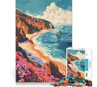 Puzzle 1000 pièces Côte californienne Pixel Art Découpe Impeccable Jeu de logique Amusant et Gratuit Activité d'anniversaire (50x75cm)
