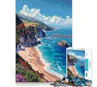Puzzle 1000 pièces Côte californienne Pixel Art Découpe soignée Décoration Pensée logique Jeu Calme Temps de Jeu Décoration de Noël Cadeau (38x52cm)