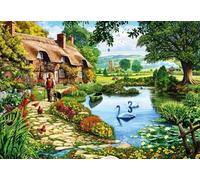 Bluebird Puzzle - Cottage by The Lake, Puzzle 1000 Pièces - Un Lac des Cygnes dans la Campagne d'Autrefois - Puzzle Adulte, Fabriqué en France