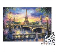 Puzzle 1000 pièces « Coucher de Soleil à Paris » avec la Tour Eiffel au Coucher du Soleil. Jeu éducatif pour Adultes (à partir de 12 Ans). Décoration soignée Idéal pour Un Anniversaire. 70 x 50 cm.