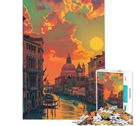 Puzzle 1000 pièces Coucher de Soleil à Venise Italie Jeu Familial Défi intellectuel Jouet addictif pour Les Jeux Cadeau d'anniversaire (Dimensions 38x26cm)