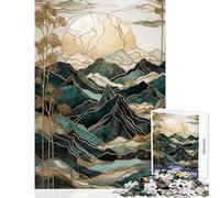 Puzzle 1000 pièces Coucher de Soleil Abstrait sur la Montagne Jeu Anti-Stress pour Les Amateurs de Jeux impossibles Entraînez Votre Cerveau et Votre dextérité Dimensions 38x26cm