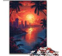Puzzle 1000 pièces Coucher de Soleil dans Une Ville balnéaire pour Adultes et Adolescents, Anti-Stress, Vacances à la Maison, Passe-Temps, Amour Entre Couples (26x38cm)