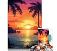 Puzzle 1000 pièces Coucher de Soleil Depuis Une île Puzzles 1000 pièces pour Adultes, Jouets éducatifs, Jeux Anti-Stress, Superbes Cadeaux et Jouets 26x38cm