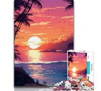 Puzzle 1000 pièces Coucher de Soleil Depuis Une île Puzzles Adultes 1000 pièces Jouets éducatifs et éducatifs Jeux familiaux pour renforcer l'amour Entre Couples (50x75cm)
