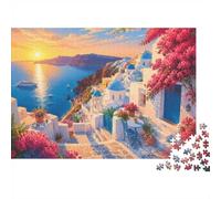 Puzzle 1000 Pièces, Coucher De Soleil Mer Architecture Défi Amateur Adulte | 38x26cm Papier, Surface Lisse, Décoration Salon, Réduction Du Stress, Amateurs De Puzzles