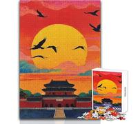 Puzzle 1000 pièces Coucher de Soleil sur la Cité Interdite - Jeu éducatif, Analyse et logique - Idée Cadeau pour Un Père Noël Secret - Dimensions : 38x26cm