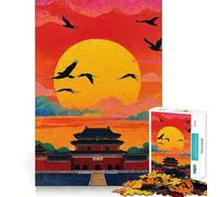 Puzzle 1000 pièces Coucher de Soleil sur la Cité Interdite pour Adultes Think Smart Toy Home Enjoy Découpe précise Décoration Murale 50x75cm