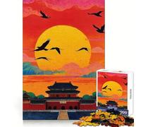 Puzzle 1000 pièces Coucher de Soleil sur la Cité Interdite pour Adultes Think Smart Toy Home Enjoy Découpe précise Décoration Murale 50x75cm