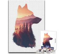 Puzzle 1000 pièces Coucher de Soleil sur la Montagne des Loups:Un Passe-Temps paisible et satisfaisant Assemblage Parfait, découpe de précision Dimensions:50x75cm
