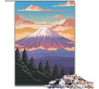 Puzzle 1000 pièces Coucher de Soleil sur Le Mont Fuji, pour Les 14 Ans et Plus Chaque pièce est Unique - Jeu Amusant et Stimulant pour Toute la Famille Bon Cadeau 26x38cm