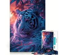 Puzzle 1000 pièces Coucher de Soleil sur Le thème du Tigre pour Adolescents Un Jeu Stimulant pour l'esprit, Un Passe-Temps Calme et apaisant, Une Jolie idée Cadeau 38x26cm