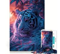 Puzzle 1000 pièces Coucher de Soleil sur Le thème du Tigre pour Adultes, Jeu de logique Stimulant, Anti-anxiété, Bords Transparents, pour Les fêtes 38x52cm